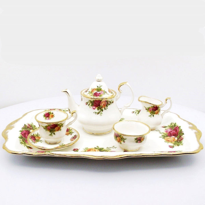 Royal Albert te/kaffeservering 5 stycken Old Country Roses porslin Bone China guldfinish A/36130 - Gioielleria Capodagli