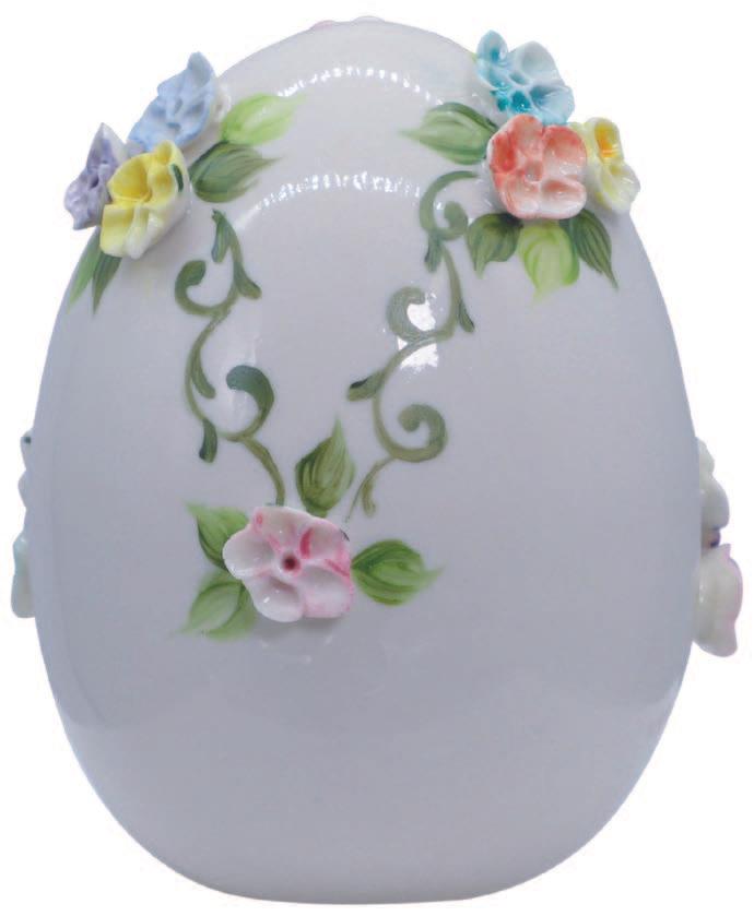 Sbordone uovo fiori colorati Ø10cm h.14cm porcellana made in italy UO45/2 - Capodagli 1937