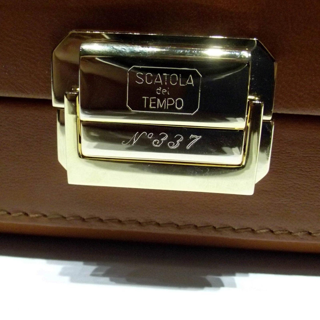 Scatola del Tempo klockbox 4+4 brunt lädersilke OFF.05 - Gioielleria Capodagli