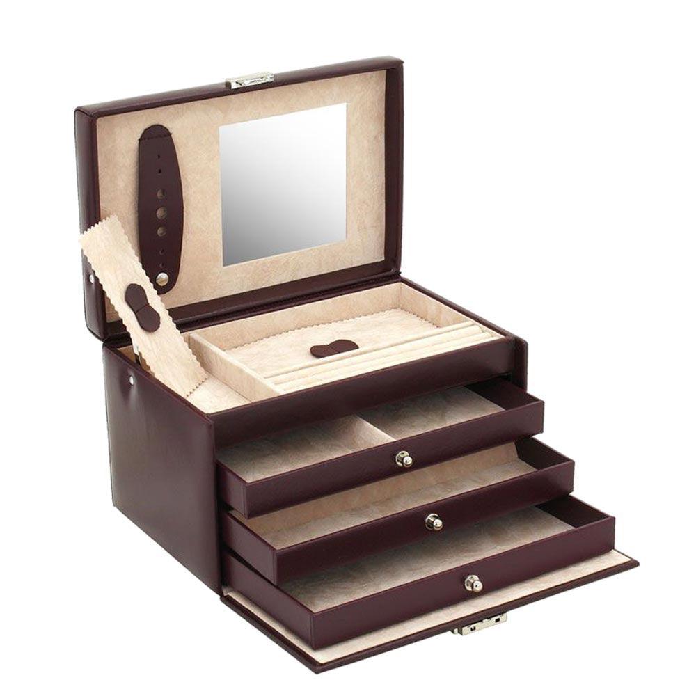 Friedrich23 joyero con asa y 3 cajones Borgoña 23231-1 - Capodagli 1937