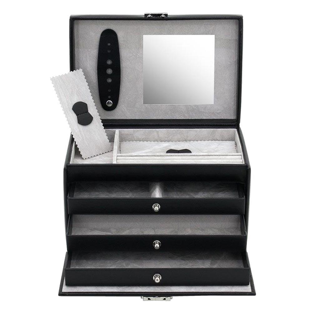 Friedrich23 smykkeskrin med håndtag og 3 skuffer Sort 23231-2 - Capodagli 1937