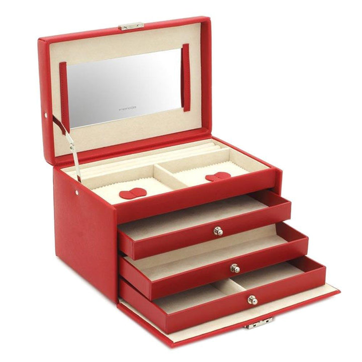 Friedrich23 smykkeskrin med håndtag og 3 skuffer Rød 23256-40 - Capodagli 1937