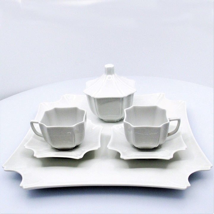 Serviço de café com 3 peças e bandeja em porcelana Limoges França A-0771 - Gioielleria Capodagli