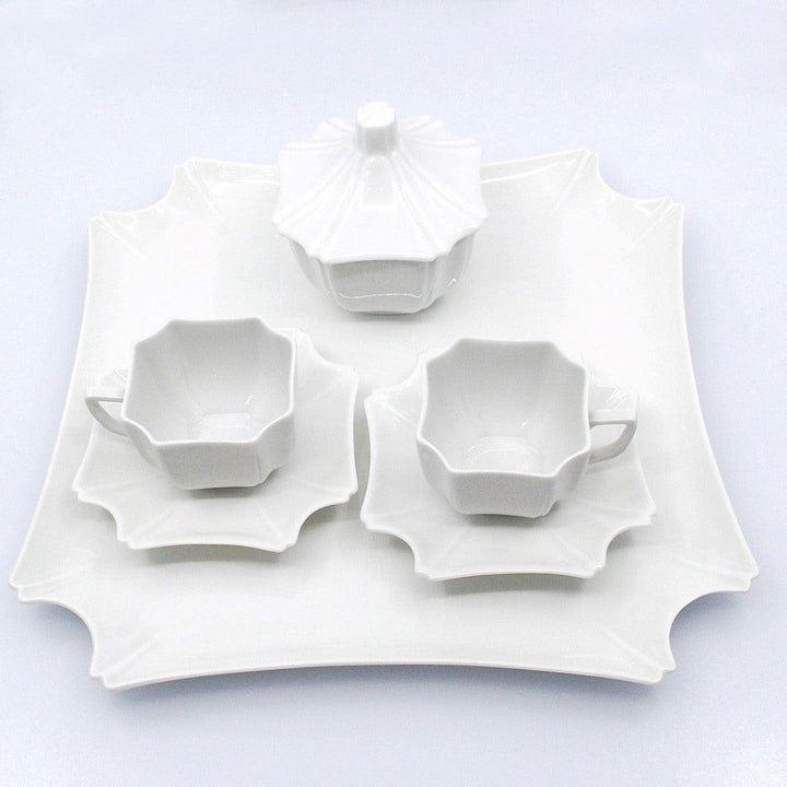 Serviço de café com 3 peças e bandeja em porcelana Limoges França A-0771 - Gioielleria Capodagli