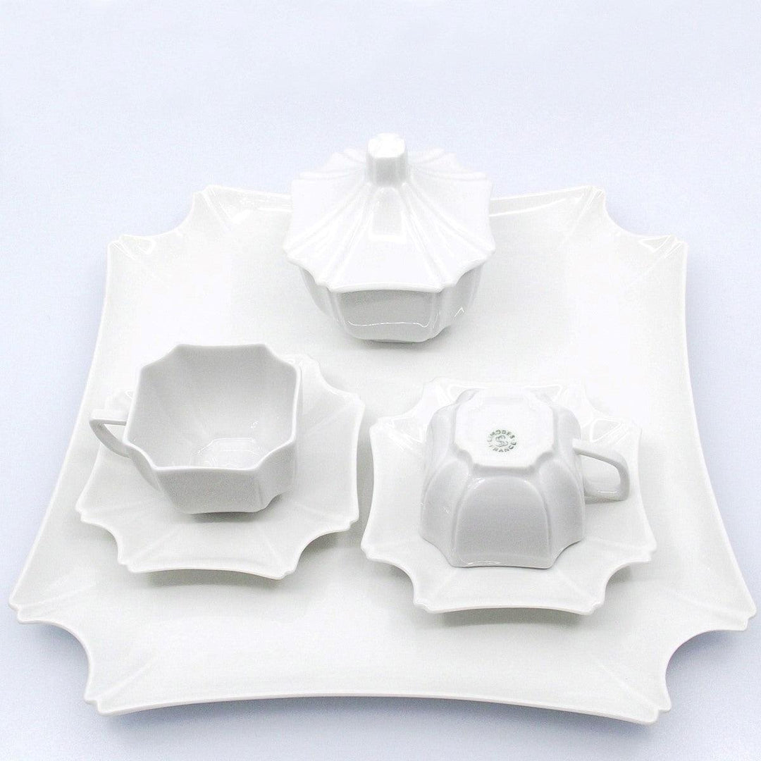 Serviço de café com 3 peças e bandeja em porcelana Limoges França A-0771 - Gioielleria Capodagli