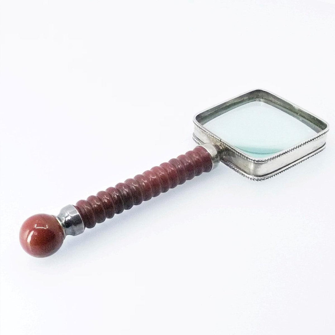 Sheffield metal lens with jasper handle A-0220 - Capodagli Jewellery