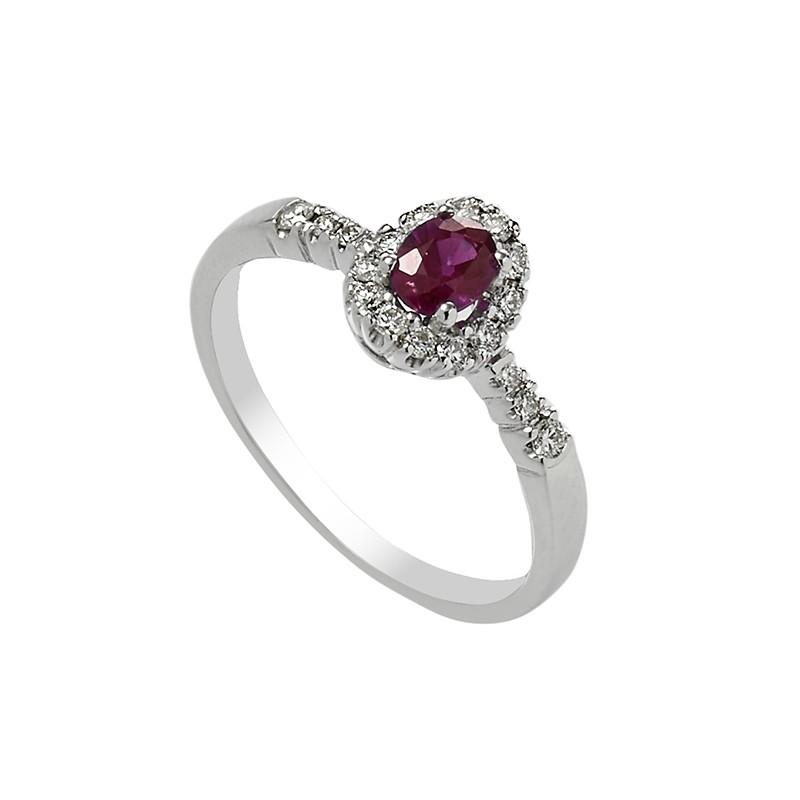 Sidalo ring 18kt white gold 3.70g diamonds 0.26ct ruby ​​0.44ct M 3294 AR - Gioielleria Capodagli