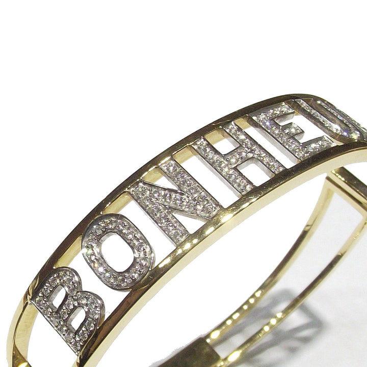 Pulseira rígida Sidalo Bonheur com diamantes em ouro amarelo e branco 18kt 0065BR - Capodagli 1937