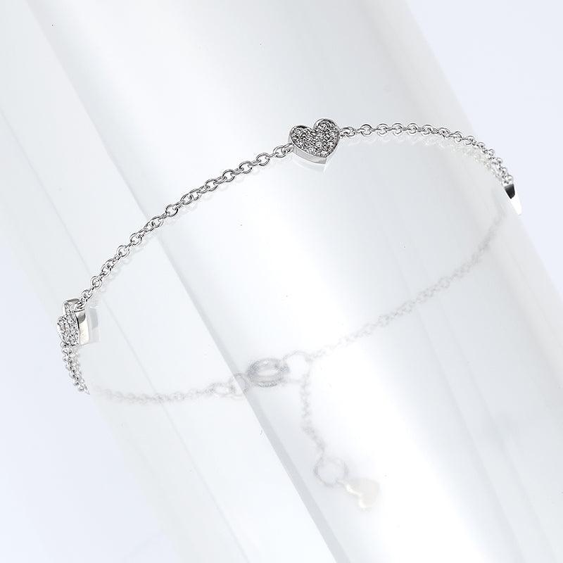 Pulseira Sidalo Tris di Hearts Ouro branco 18kt com diamantes 0,15 quilates 0168-3BR - Capodagli 1937