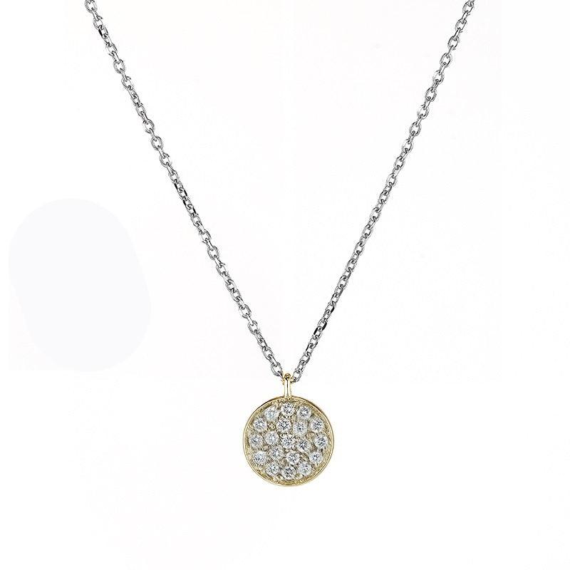 Gargantilha redonda plana Sidalo em ouro branco e amarelo 18kt com diamantes 0,19 quilates 0129-2GI - Capodagli 1937