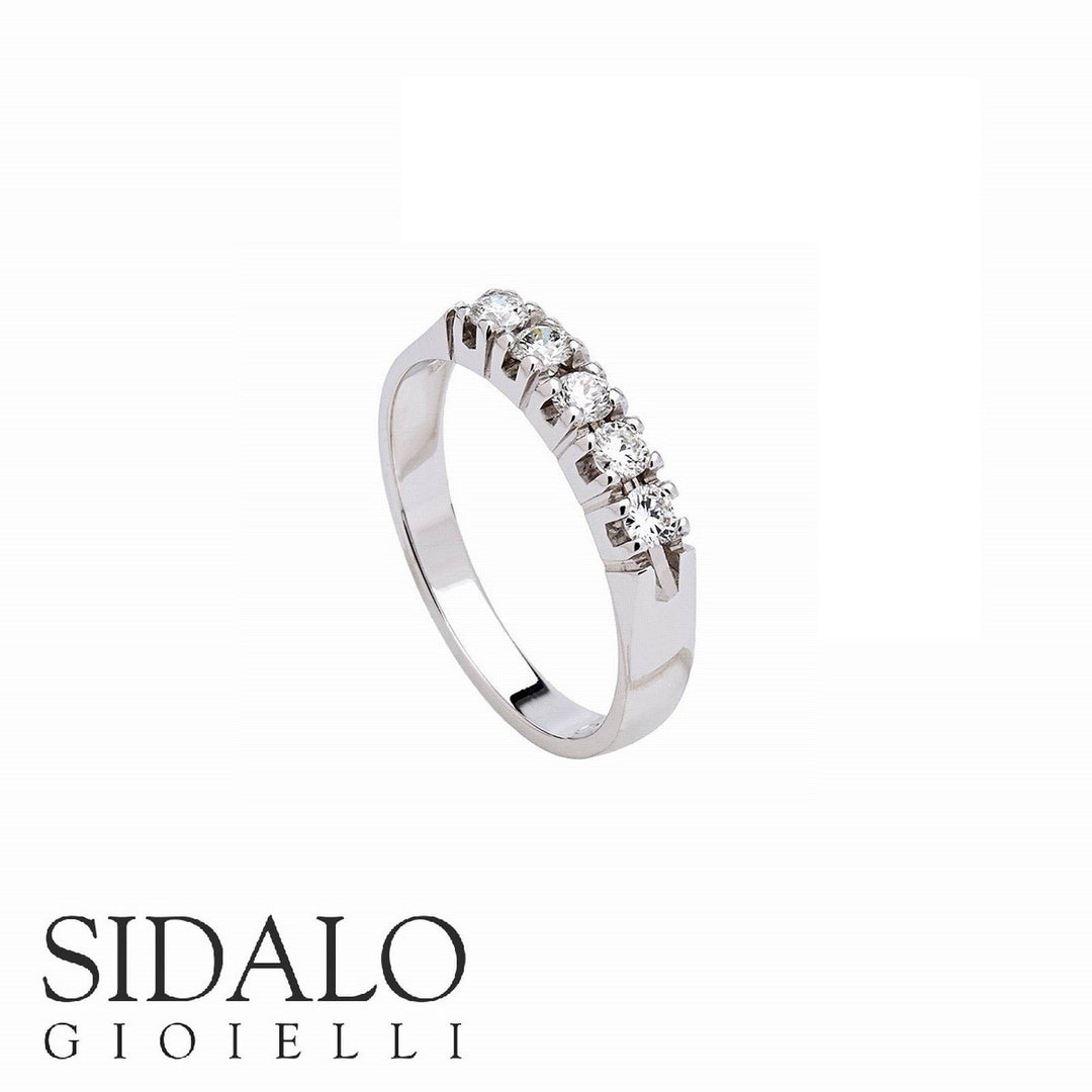 Soustružený prsten Sidalo z 18kt bílého zlata s 5 diamanty M1278-031 - Capodagli Jewellery