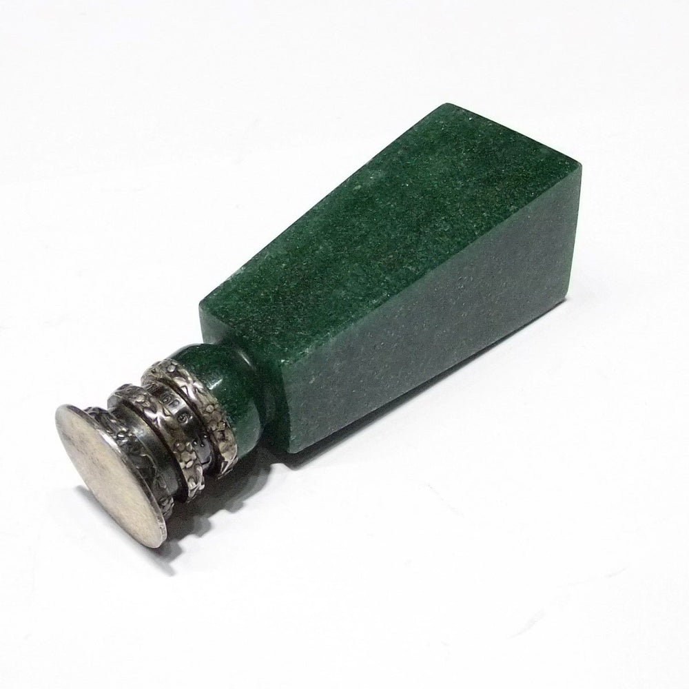 Stamp seal in green aventurine based on burnished 925 silver A/SM000/A - Gioielleria Capodagli