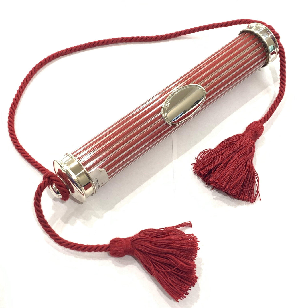 Sovrani cylindrisk kasse Laurea glas og harpiks sølv laminat Laurea01 - Capodagli 1937