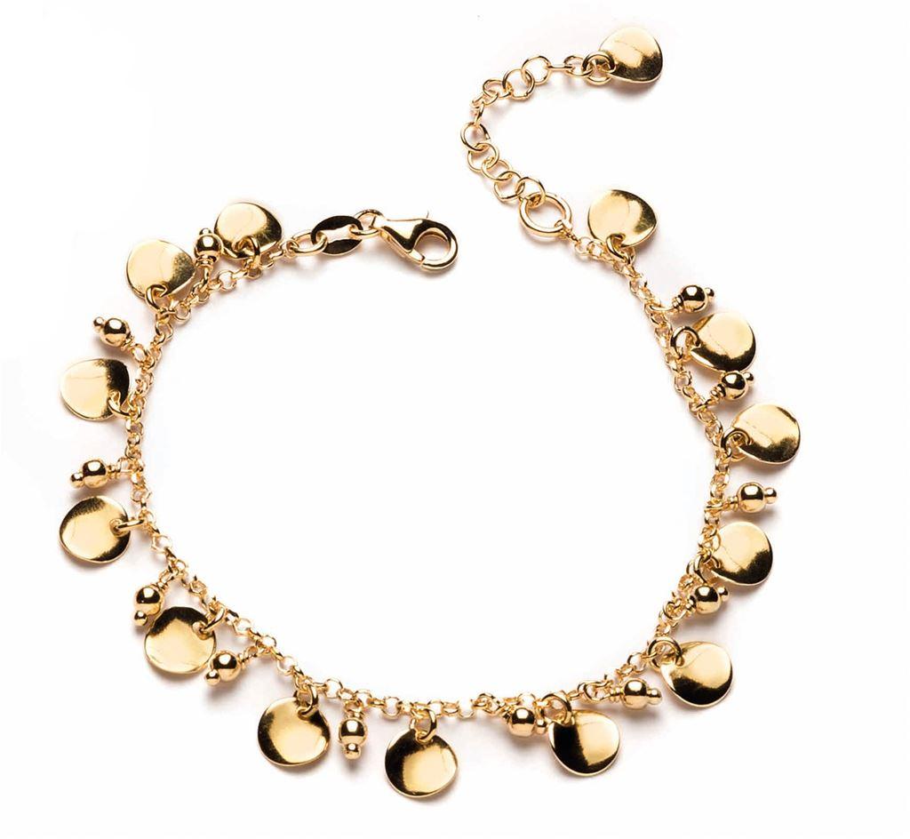 Sovrani armbånd Bløde charms sølv PVD finish gul guld J4520 - Capodagli 1937