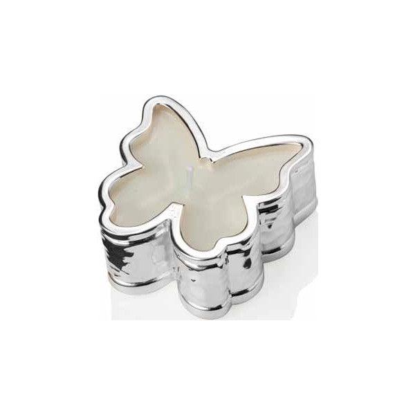 Świeca motylkowa Sovrani z żywicy 7,5x7,5cm h 4cm srebrny laminat R 17306 - Capodagli 1937