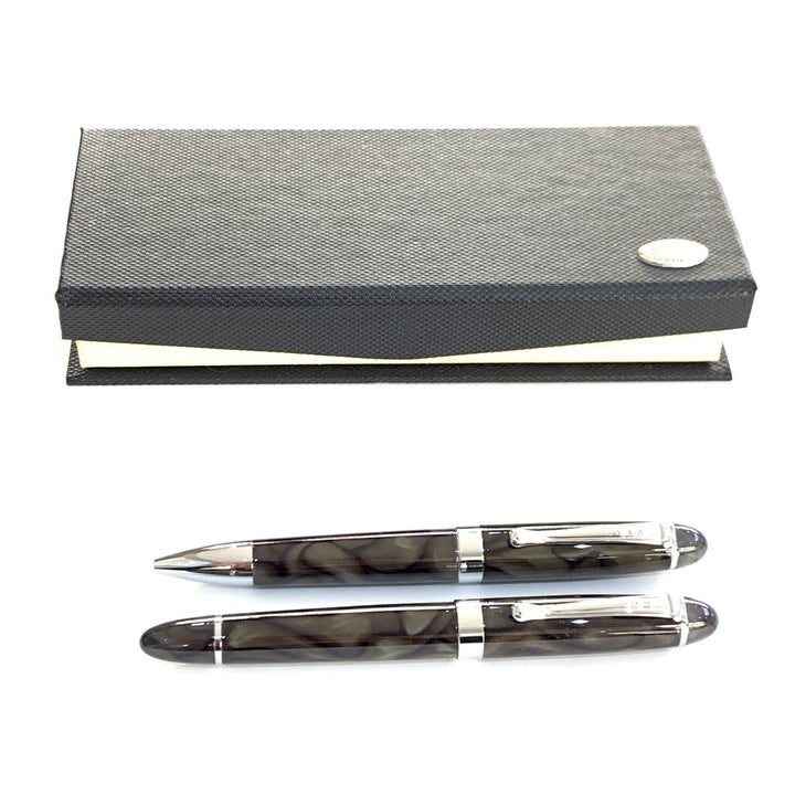 Paire de stylos à bille et roller Sovereigns effet marbre W2909 - Gioielleria Capodagli