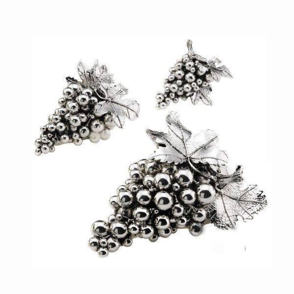 Sovrani grande grappe de raisin en résine 12cm stratifié argent R 17865 - Gioielleria Capodagli