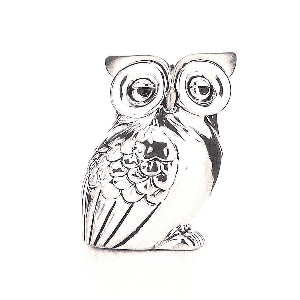 Ugle suveræner h 5,5 cm sølvlaminat harpiks R 18141 - Capodagli 1937