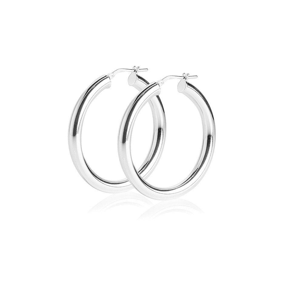 Sovereign Rock hoop øreringe 3 cm sølv rhodium finish J4725 - Capodagli Jewellery