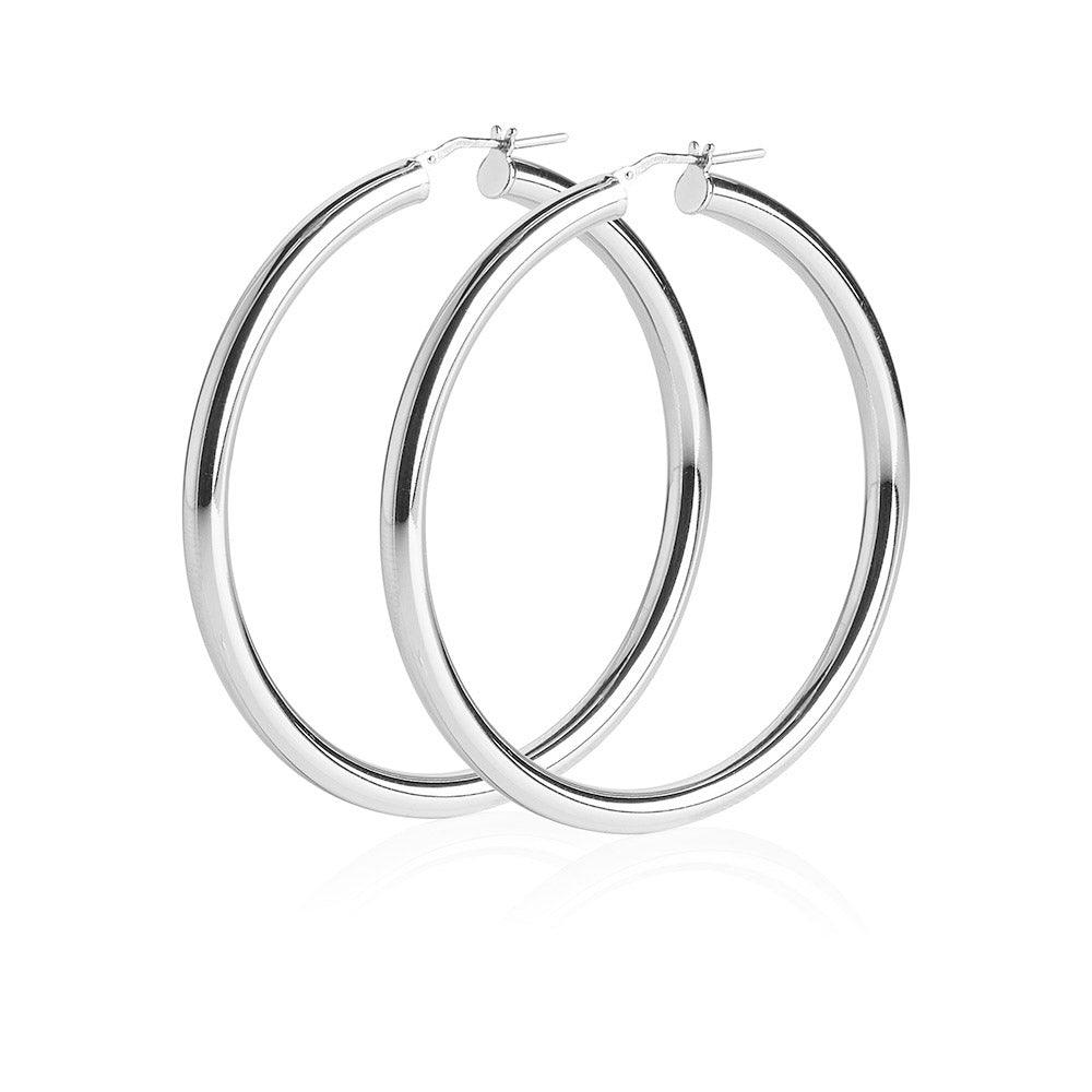 Sovereign Rock hoop øreringe 5 cm sølv rhodium finish J4723 - Capodagli Jewellery