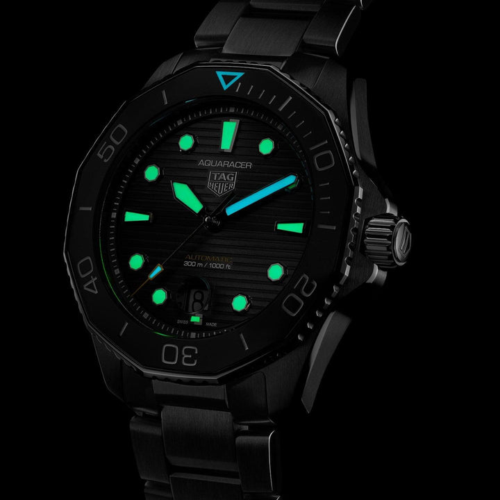 TAG Heuer watch Aquaracer Professional 300 Caliber 5 43mm black automatic steel WBP201A.BA0632 - Capodagli 1937