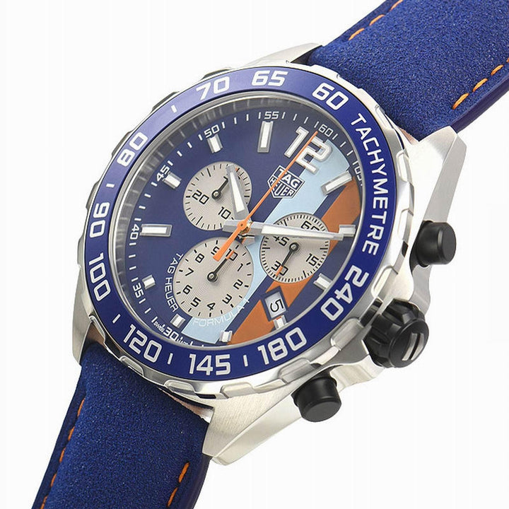 TAG Heuer orologio uomo Formula 1 Gulf 43mm cronografo quarzo CAZ101N.FC8243 - Gioielleria Capodagli