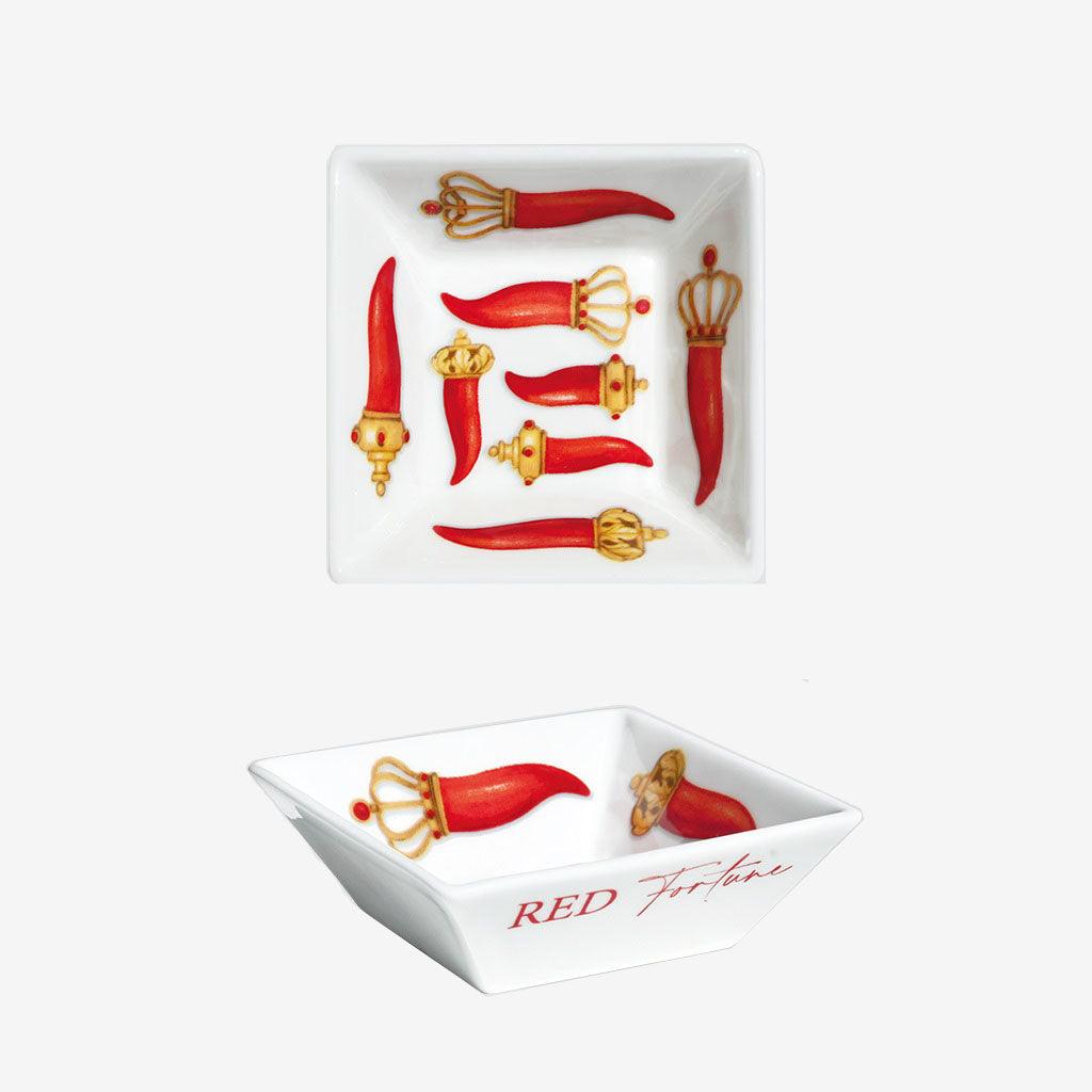 Taitù firkantet skål Red Fortune fint benporcelæn 12-11-14 - Capodagli 1937