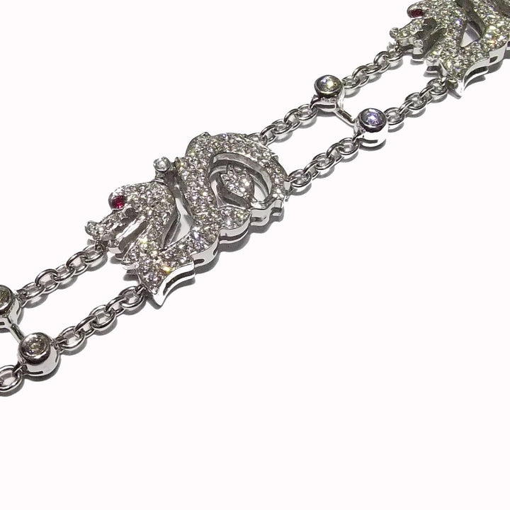 Bracelet Taverna Draghi or blanc 18 carats diamants rubis 0035BR - Capodagli 1937
