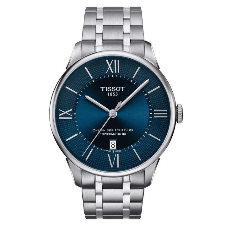 Reloj Tissot Chemin des Tourelles Powermatic 80 42mm azul automático acero T099.407.11.048.00 - Capodagli 1937