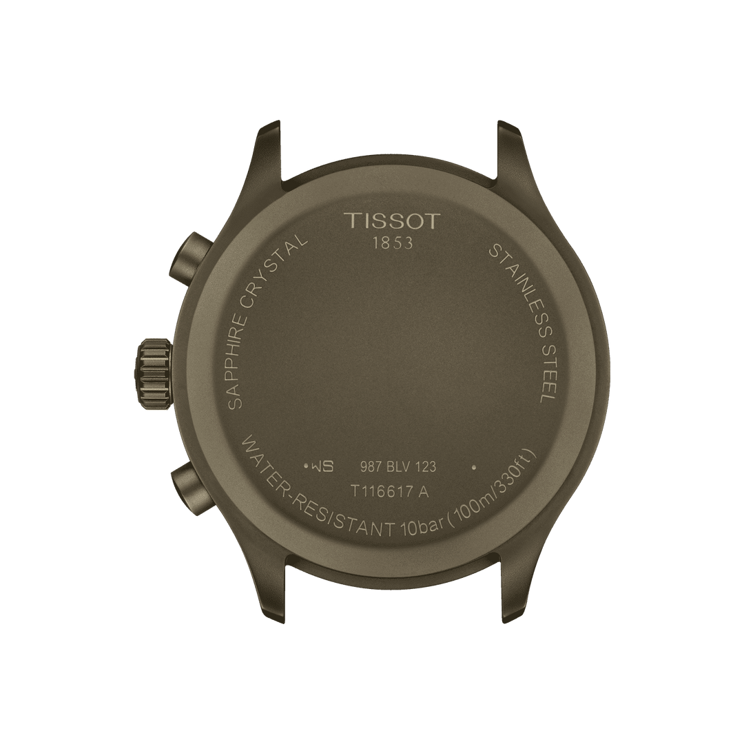 Zegarek Tissot Chrono XL 45mm khaki kwarcowa stal khaki wykończenie PVD T116.617.36.092.00 - Capodagli 1937