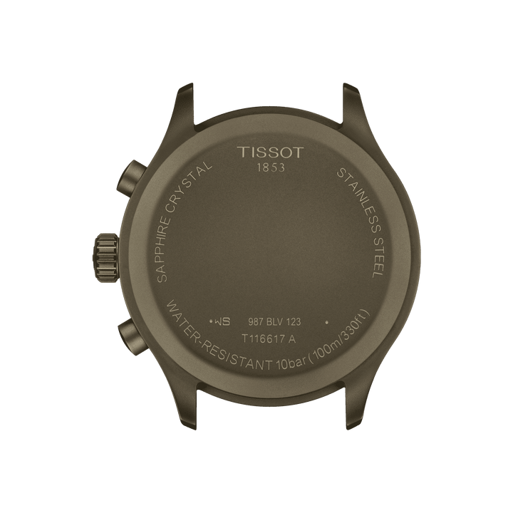Zegarek Tissot Chrono XL 45mm khaki kwarcowa stal khaki wykończenie PVD T116.617.36.092.00 - Capodagli 1937