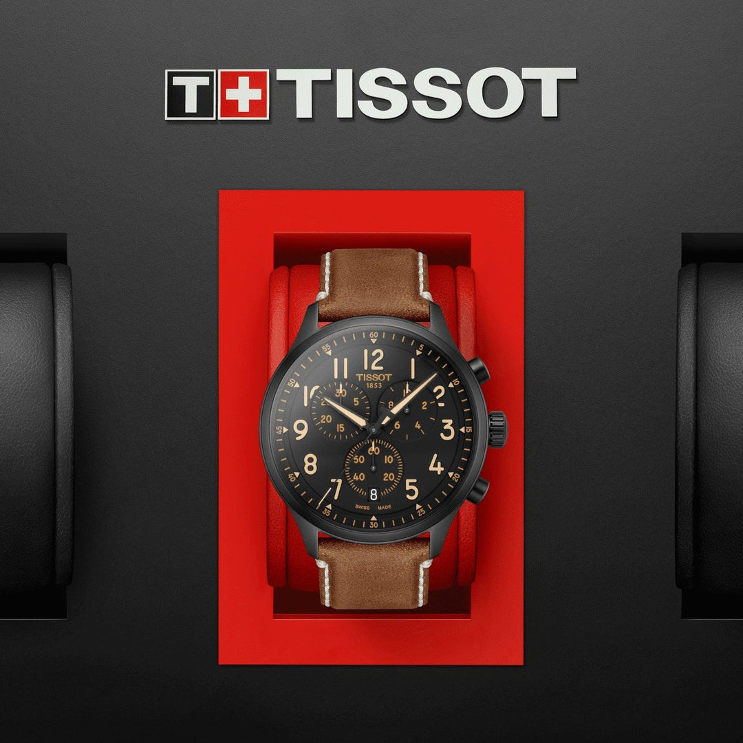 Zegarek Tissot Chrono XL 45mm czarna stal kwarcowa czarne wykończenie PVD T116.617.36.052.03 - Capodagli 1937