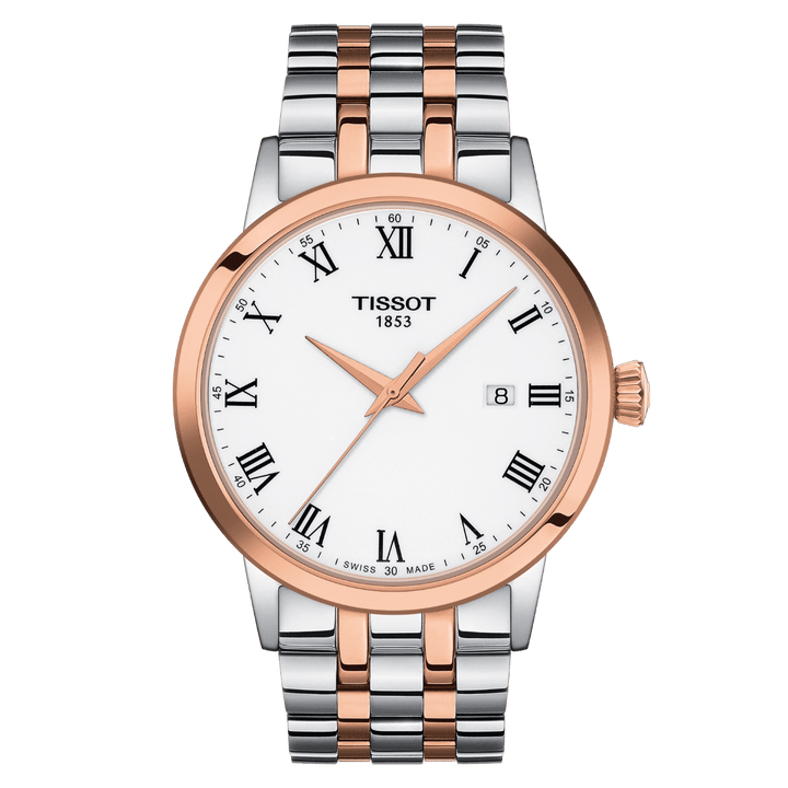 Tissot horloge Classic Dream 42 mm wit quartz staal PVD rosé gouden afwerking T129.410.22.013.00 - Gioielleria Capodagli
