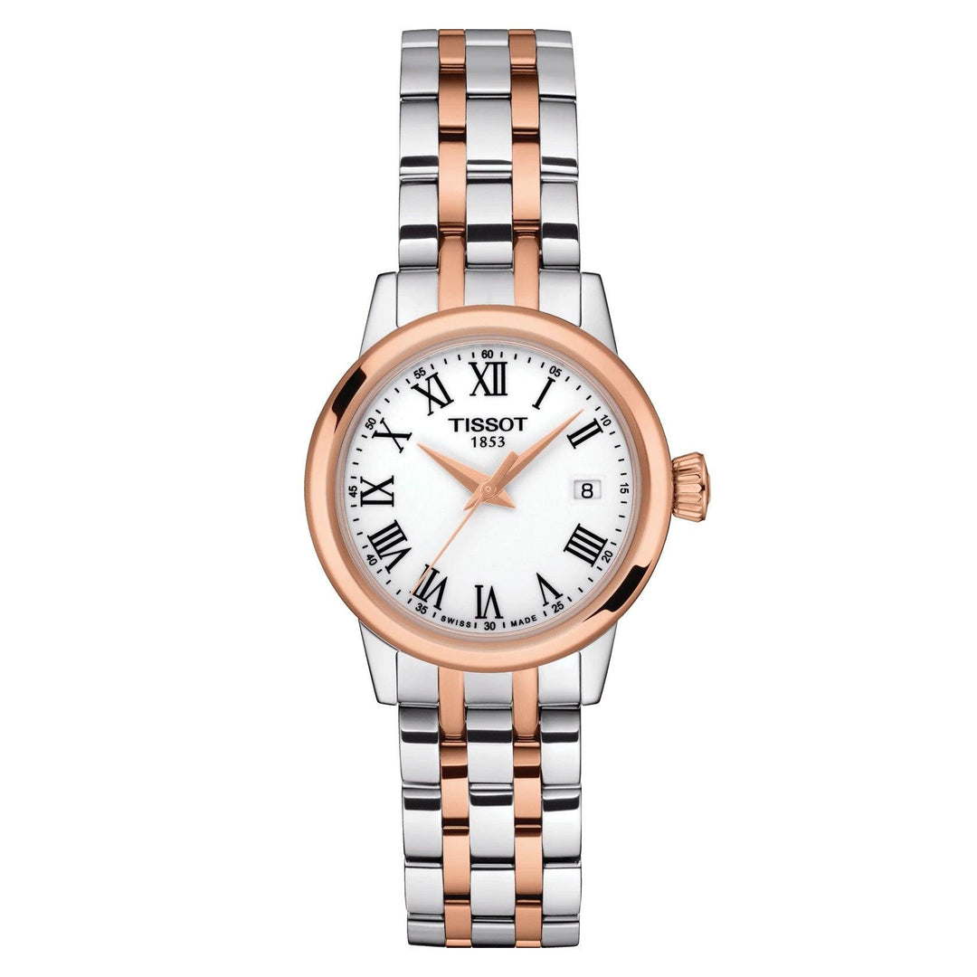 Tissot-Uhr Classic Dream Lady 28 mm, weißer Quarzstahl, PVD-Roségold-Finish T129.210.22.013.00 – Gioielleria Capodagli