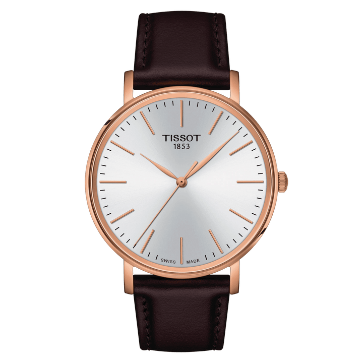 Zegarek Tissot Everytime Gent 40mm srebrna stal kwarcowa PVD wykończenie w kolorze różowego złota T143.410.36.011.00 - Capodagli 1937
