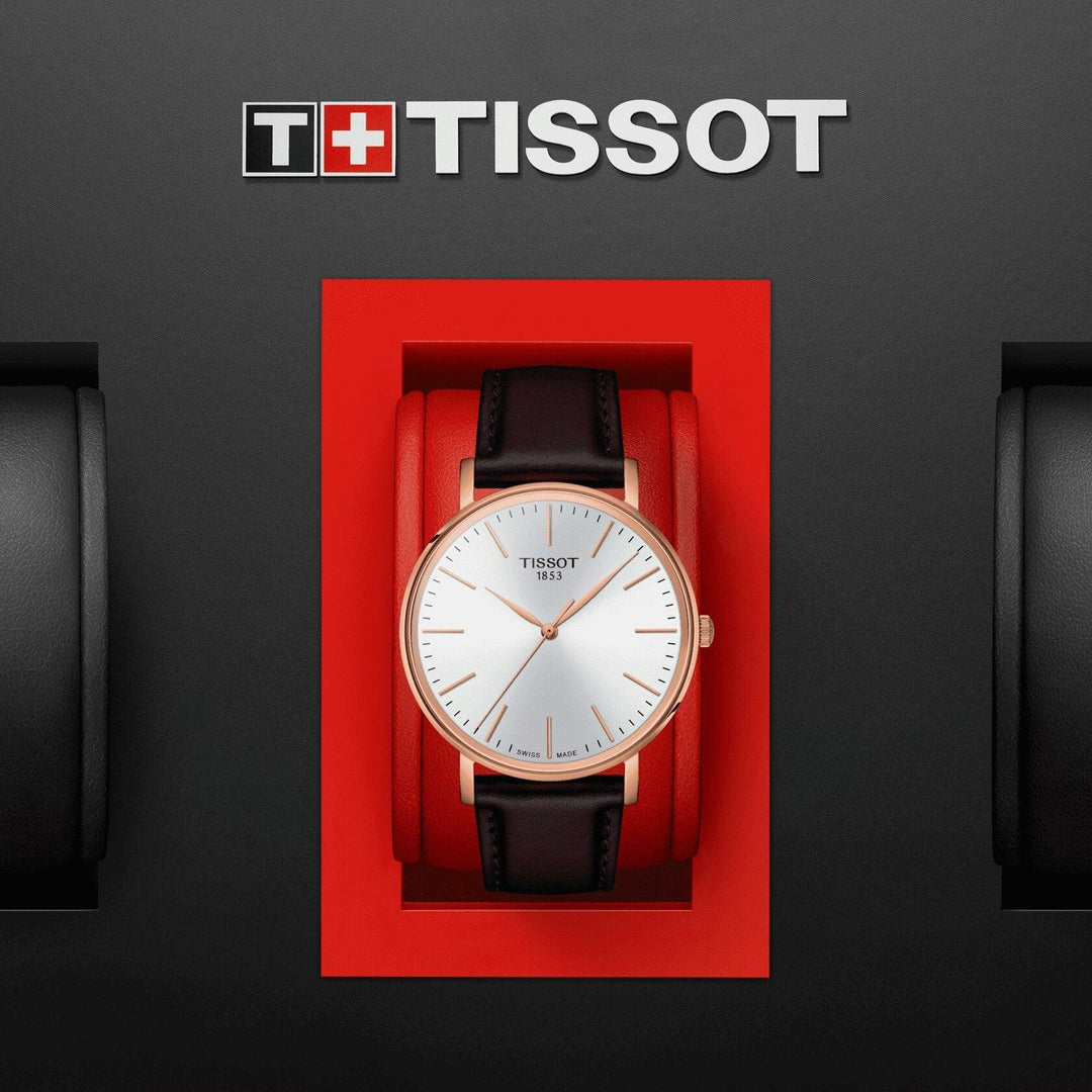 Zegarek Tissot Everytime Gent 40mm srebrna stal kwarcowa PVD wykończenie w kolorze różowego złota T143.410.36.011.00 - Capodagli 1937