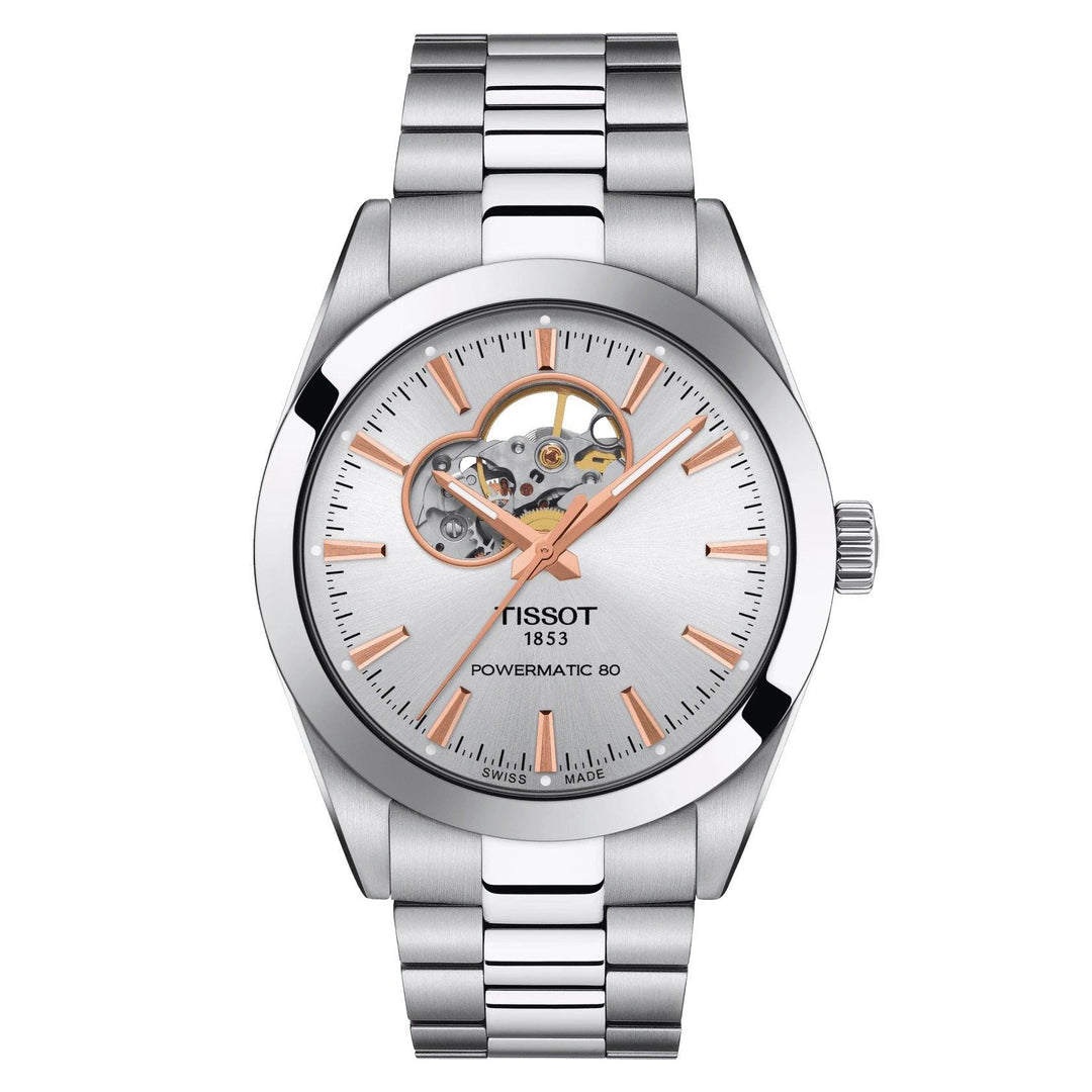 Reloj Tissot Gentleman Powermatic 80 Open Heart 40mm plata automático acero T127.407.11.031.01 - Capodagli 1937