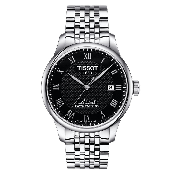 Tissot kello Le Locle Powermatic 80 39mm musta automaattiteräs T006.407.11.053.00 - Gioielleria Capodagli