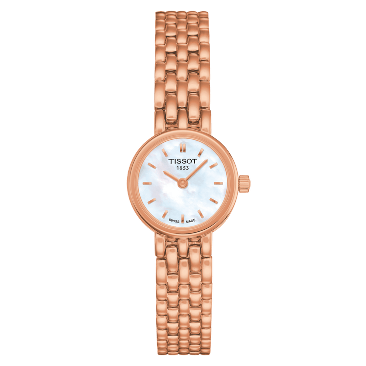 Tissot Härlig klocka 19,50 mm pärlemor kvartsstål PVD roséguld finish T058.009.33.111.00 - Gioielleria Capodagli
