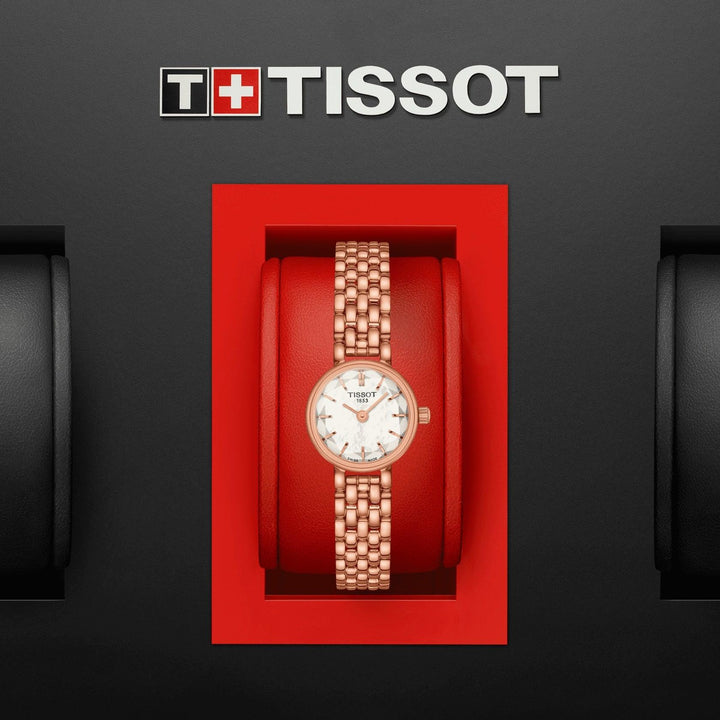 Tissot ur Lovely Round 19,5 mm perlemor kvartsstål PVD rosa guld finish T140.009.33.111.00 - Capodagli 1937