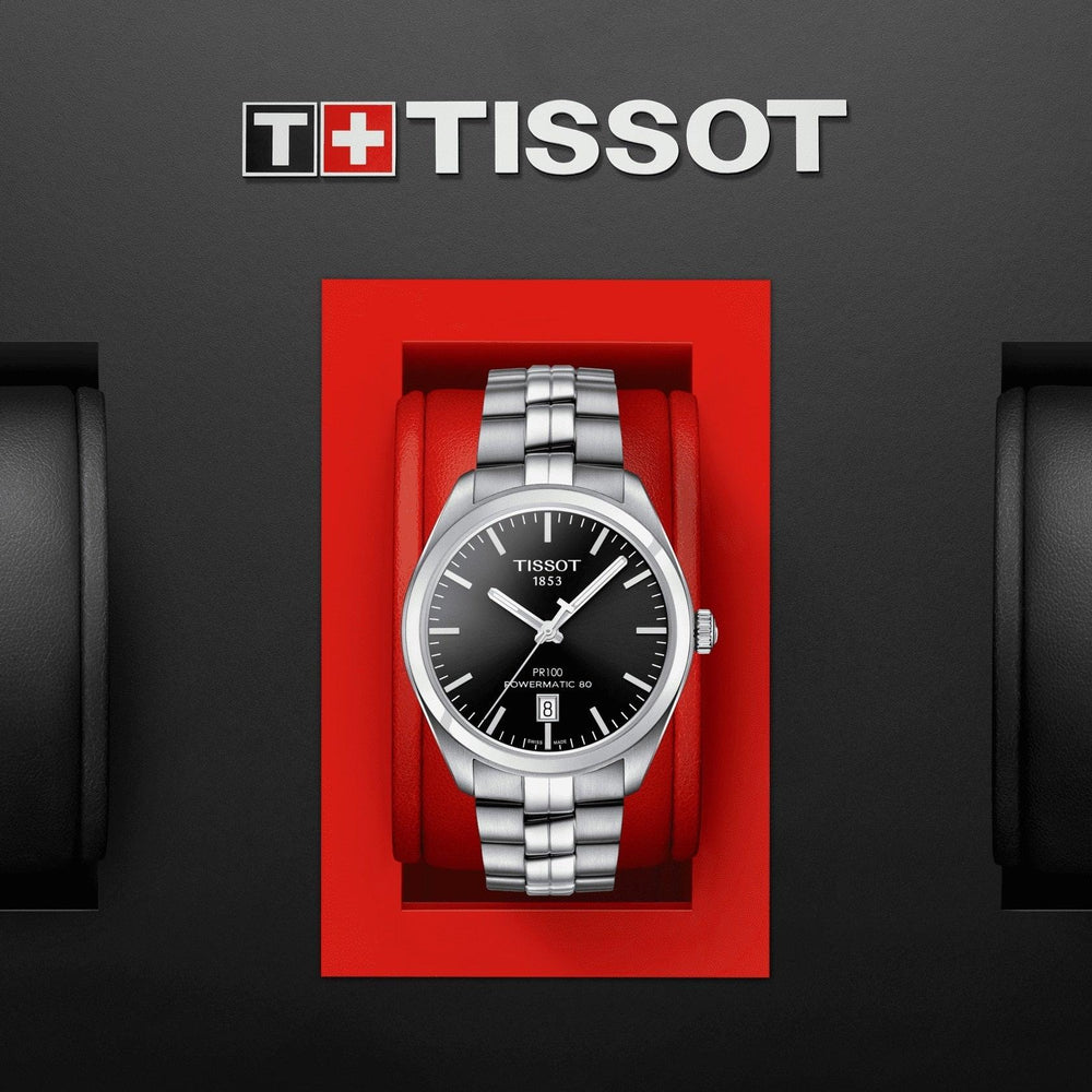 Tissot Uhr PR 100 Powermatic 80 39 mm schwarzer Automatikstahl T101.407.11.051.00 – Capodagli 1937