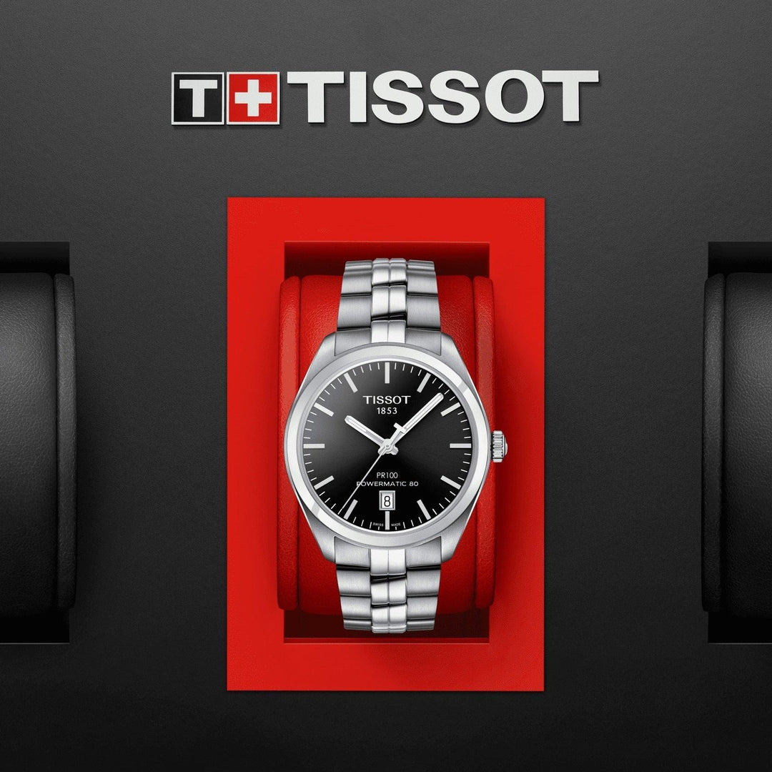 Tissot watch PR 100 Powermatic 80 39mm black automatic steel T101.407.11.051.00 - Capodagli 1937