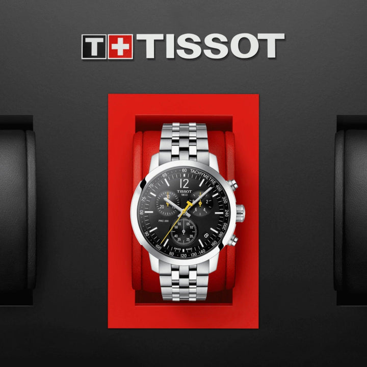 Montre Tissot PRC 200 Chronographe 43mm acier quartz noir T114.417.11.057.00 - Capodagli 1937