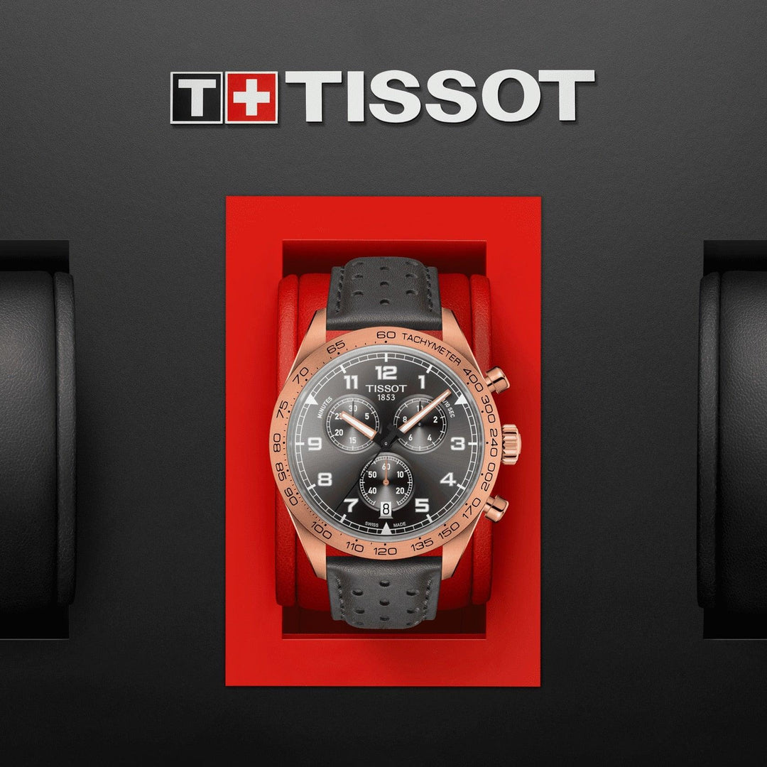 Tissot klocka PRS 516 Chronograph 45 mm grått kvartsstål PVD roséguld finish T131.617.36.082.00 - Capodagli 1937