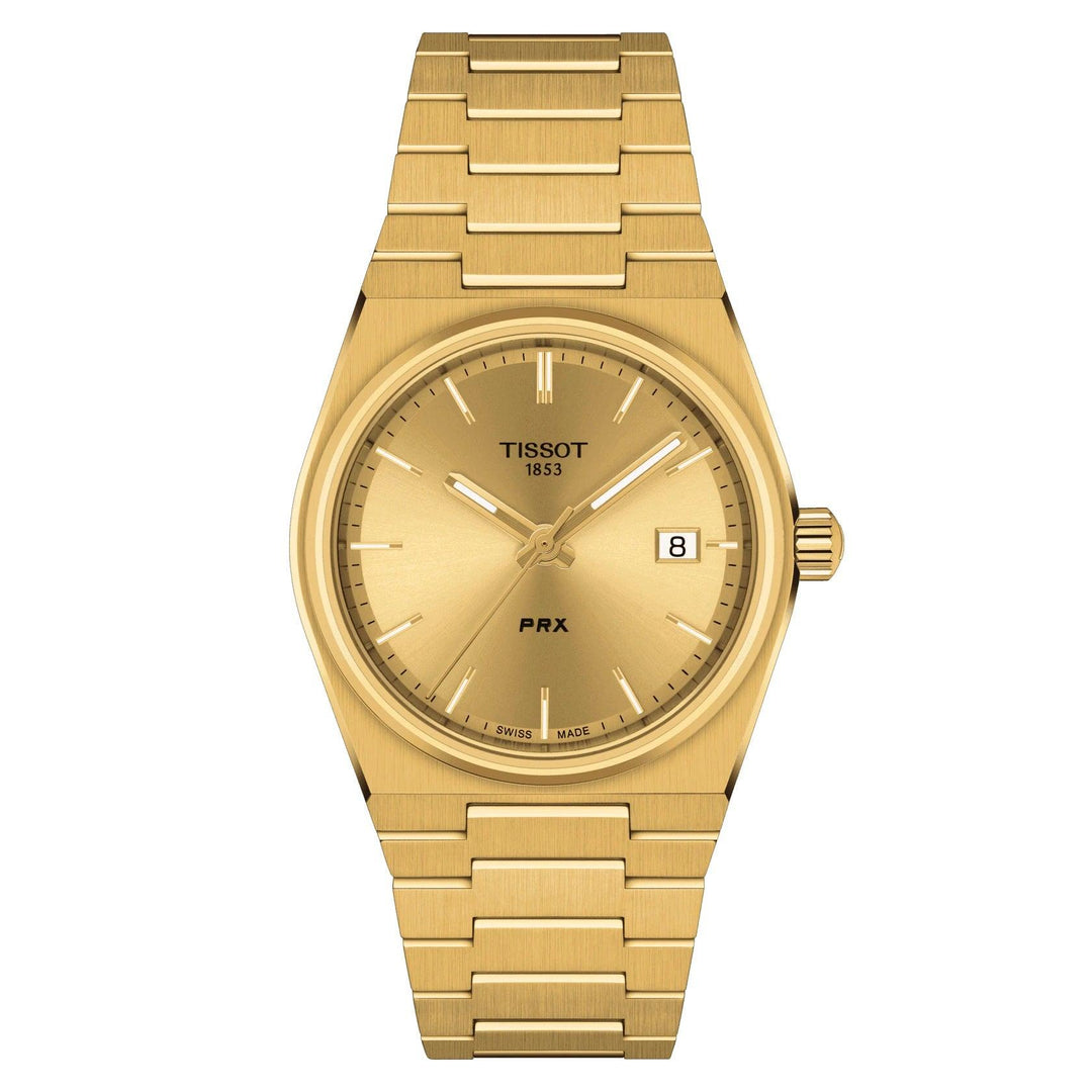 Reloj Tissot PRX 35mm acero cuarzo champán PVD acabado oro amarillo T137.210.33.021.00 - Capodagli 1937