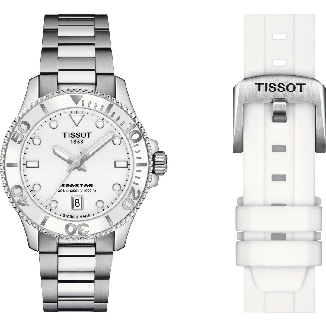 Ceas Tissot Seastar 1000 36mm otel cuart alb T120.210.11.011.00 - Capodagli 1937