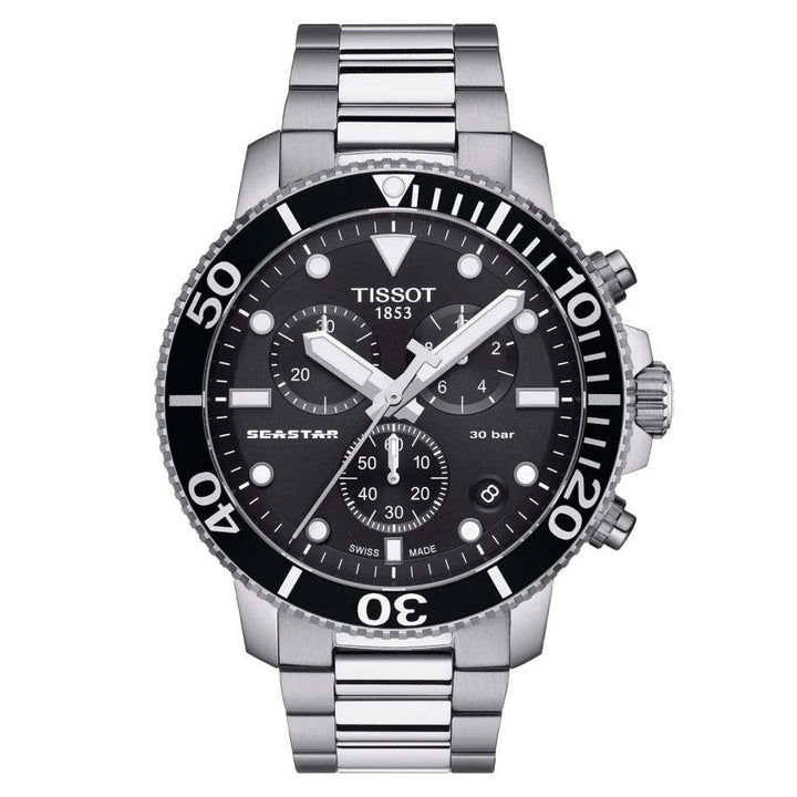 Tissot ur Seastar 1000 Chronograph 45mm sort kvartsstål T120.417.11.051.00 - Gioielleria Capodagli