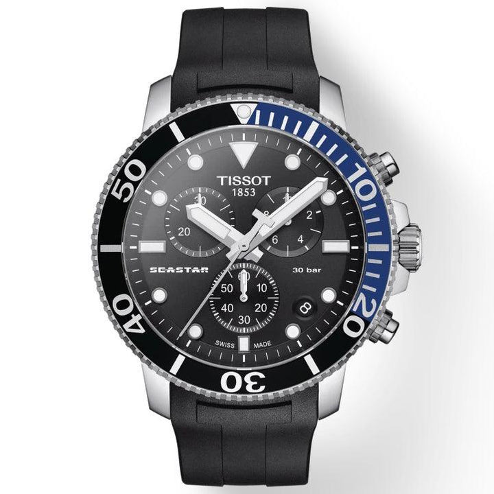 Tissot horloge Seastar 1000 Chronograaf 45 mm zwart quartz staal Tissot horloge Seastar 1000 Chronograaf 45 mm quartz staal T120.417.17.051.02 - Capodagli 1937