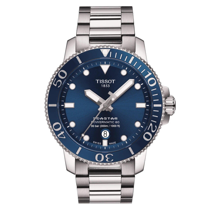 Tissot klocka Seastar 1000 Powermatic 80 43mm blå automatstål T120.407.11.041.03 - Capodagli 1937