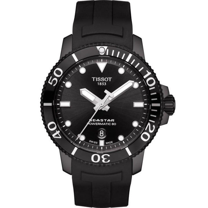 Tissot ur Seastar 1000 Powermatic 80 automatisk sort stål T120.407.37.051.00 - Gioielleria Capodagli